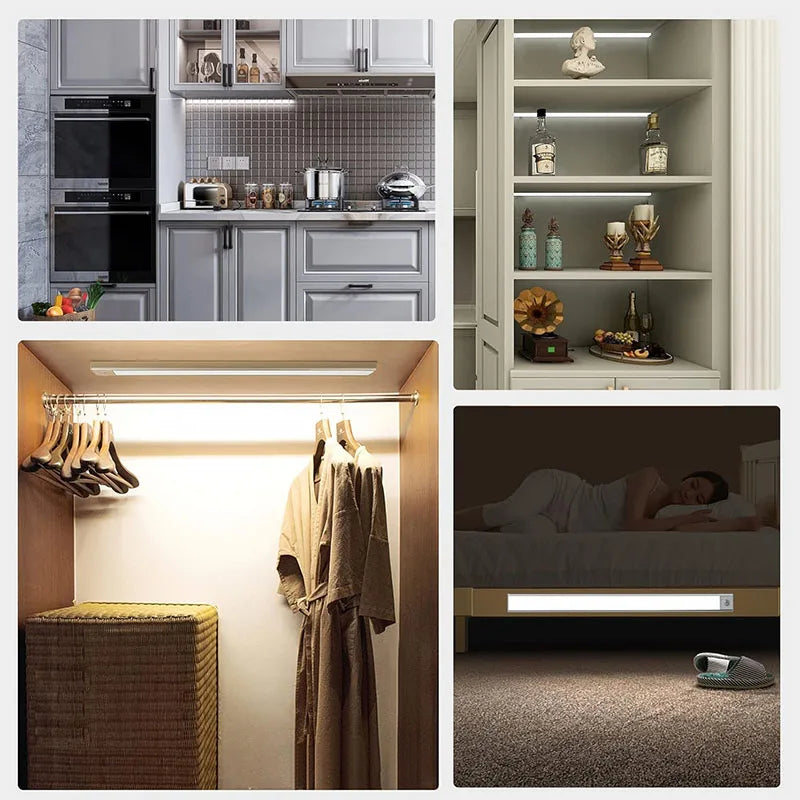 Magnetic Motion Sensor LED Cabinet Light | Rechargeable | 10–60 cm | Black & Silver by Unknown Supply